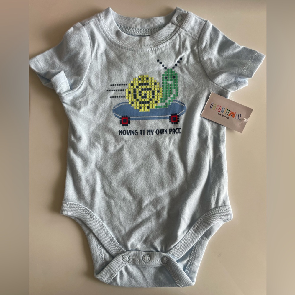 Blue Baby Onesie with Snail Design